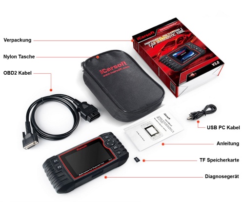 iCarsoft V3 für Porsche Profi Diagnose Scanner Fehler lesen löschen ÖL Service ABS Airbag EPB uvm
