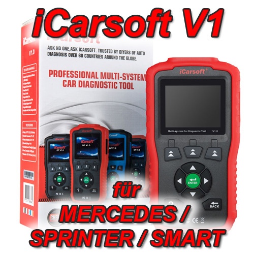 iCarsoft V1 für Mercedes Smart Sprinter Profi Diagnosegerät OBD Diagnose ABS Airbag uvm.