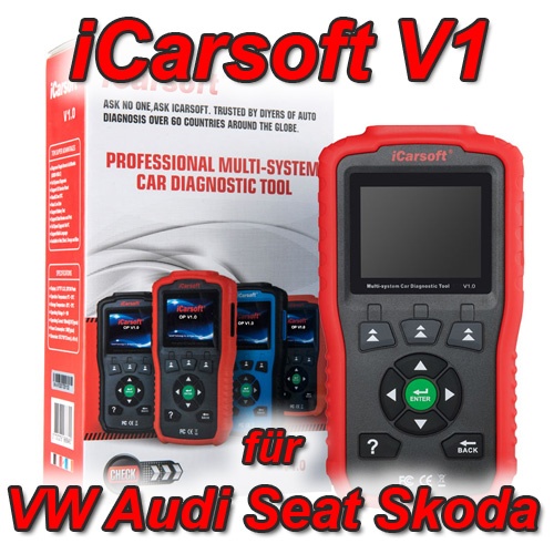 iCarsoft V1 für VAG VW AUDI Seat Skoda Profi Diagnosegerät OBD 2 Öl Service ABS