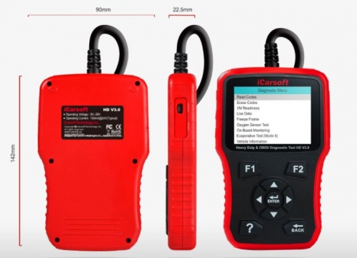 iCarsoft HD V3.0 Profi Diagnosegerät für LKW TRUCK Öl Service Diagnose ABS Airbag etc..