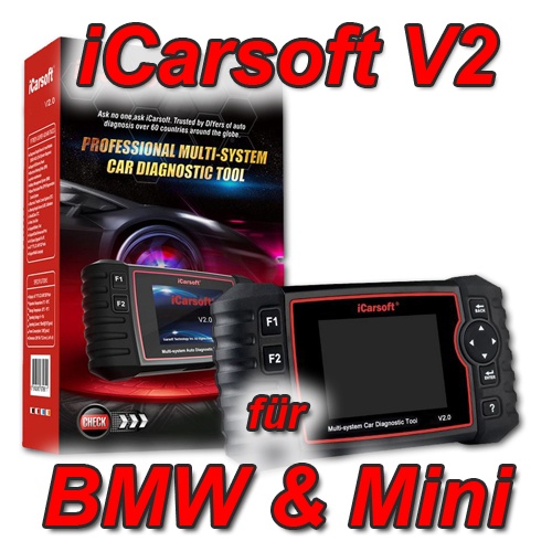 iCarsoft V2 für BMW & Mini Profi Diagnosegerät OBD2 Service Reset Dpf Reset Epb uvm.