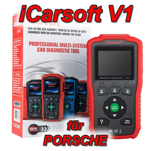 iCarsoft V1 für Porsche Profi Diagnosegerät OBD 2 Diagnose ABS Airbag uvm.