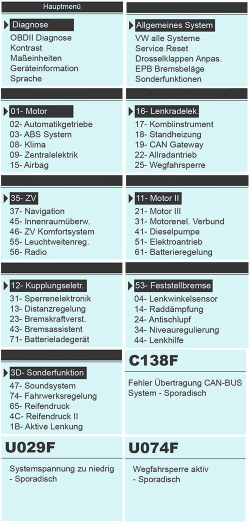 AutoDia SX45 Pro+ für VAG VW Audi Seat Skoda Diagnose und EOBD