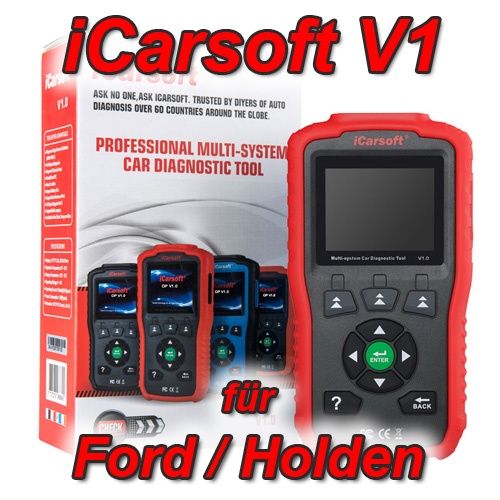 iCarsoft V1 für Ford Holden Profi Diagnosegerät OBD 2 Diagnose ABS Airbag uvm.