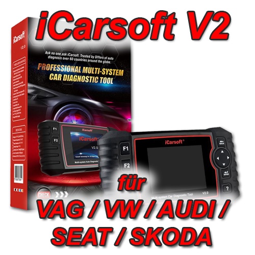 iCarsoft V2 für VAG VW Audi Seat Skoda Profi Diagnose Gerät Service ABS AIRBAG uvm.