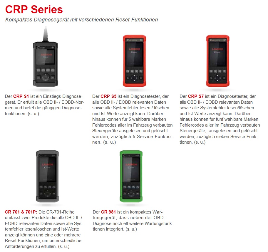 Launch CRP S7 CReader Professional für 5 ausgewählte Marken alle Steuergeräte inc. Servicefunktionen