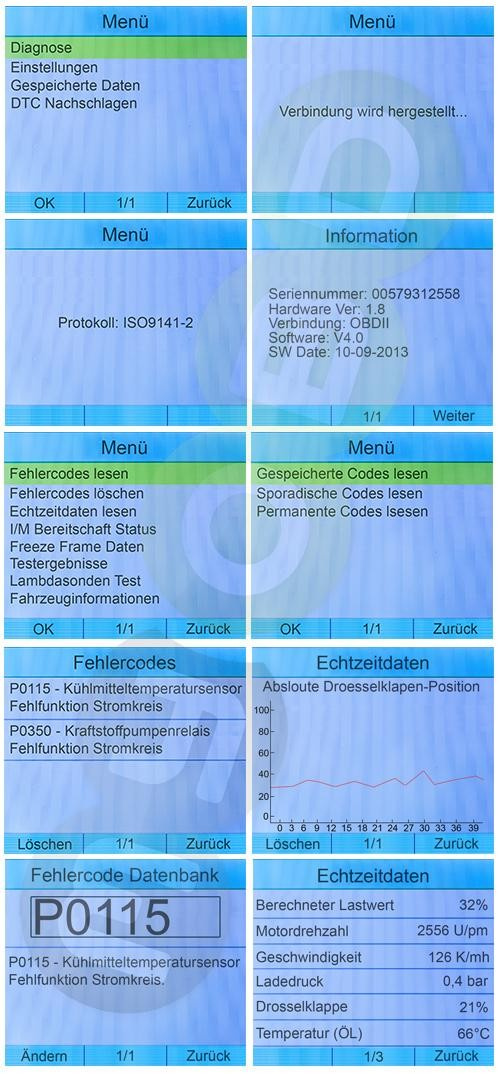 iCarsoft i810 Diagnosegerät universelle für fast alle KFZ Marken und Modelle