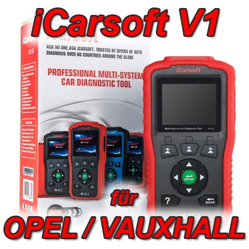 iCarsoft V1 für Opel Vauxhall Profi Diagnosegerät OBD Diagnose ABS Airbag uvm.
