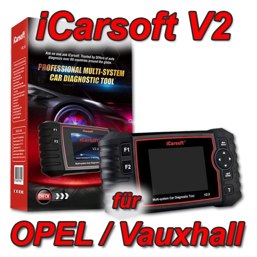 iCarsoft V2 für Opel & Vauxhall Profi Diagnosegerät OBD 2 ABS Airbag Service EPB uvm.