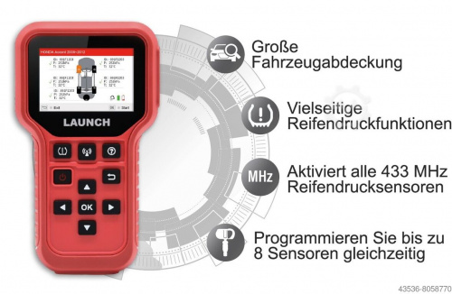 Launch CRT-511 Diagnosegerät TPMS RDKS lesen programmieren anlernen von Sensoren