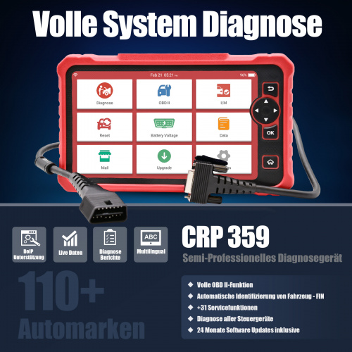 Launch CRP 359 OBD2 Diagnosegerät alle Steuergeräte Tester + 31 Service Funktion