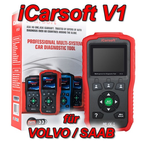 iCarsoft V1 für Volvo Saab Profi Diagnosegerät OBD 2 Öl Service ABS Inspektion uvm.